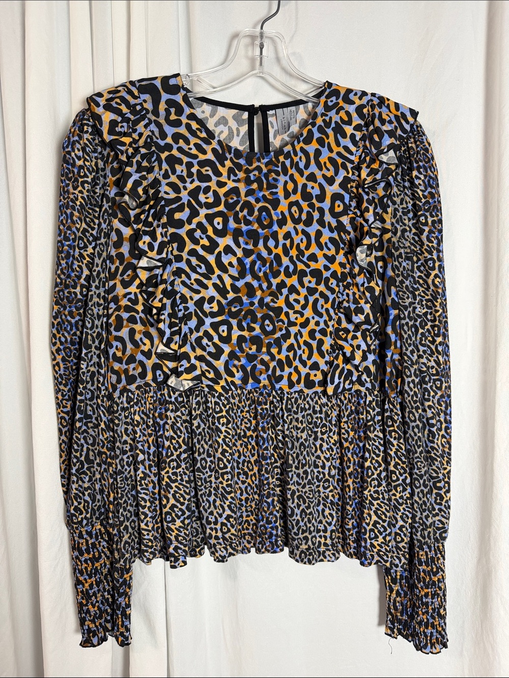 Bl^nk London Leopard Print Ruffle Peplum Top